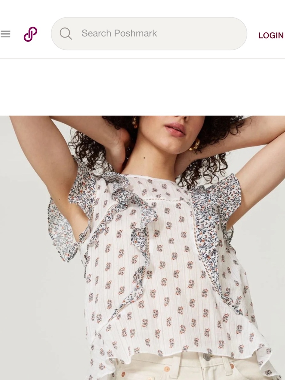 Veronica Beard White Floral Ruffle Camisole